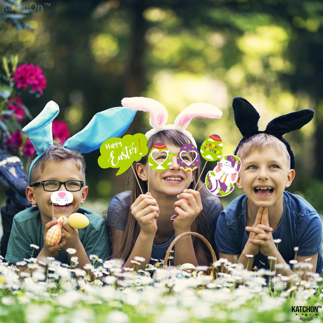 KatchOn, Easter Photo Booth Props - Huge Pack of 31 | Easter Photo Props for Photoshoot | Easter Picture Props for Spring Photo Booth Props, Easter Party Decorations | Easter Props for Photography
