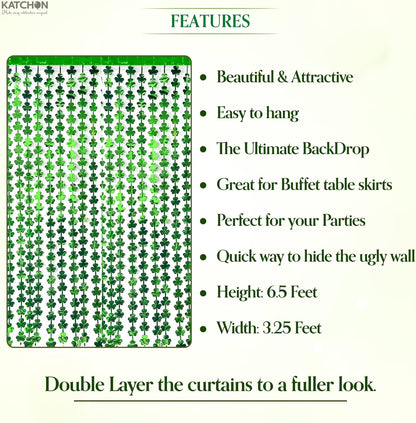 KatchOn, Green Streamers - 3.2x8 Ft, Pack of 2 | Green Backdrop for St Patricks Day Decorations | Door Streamers for Jungle, Safari Party Decor