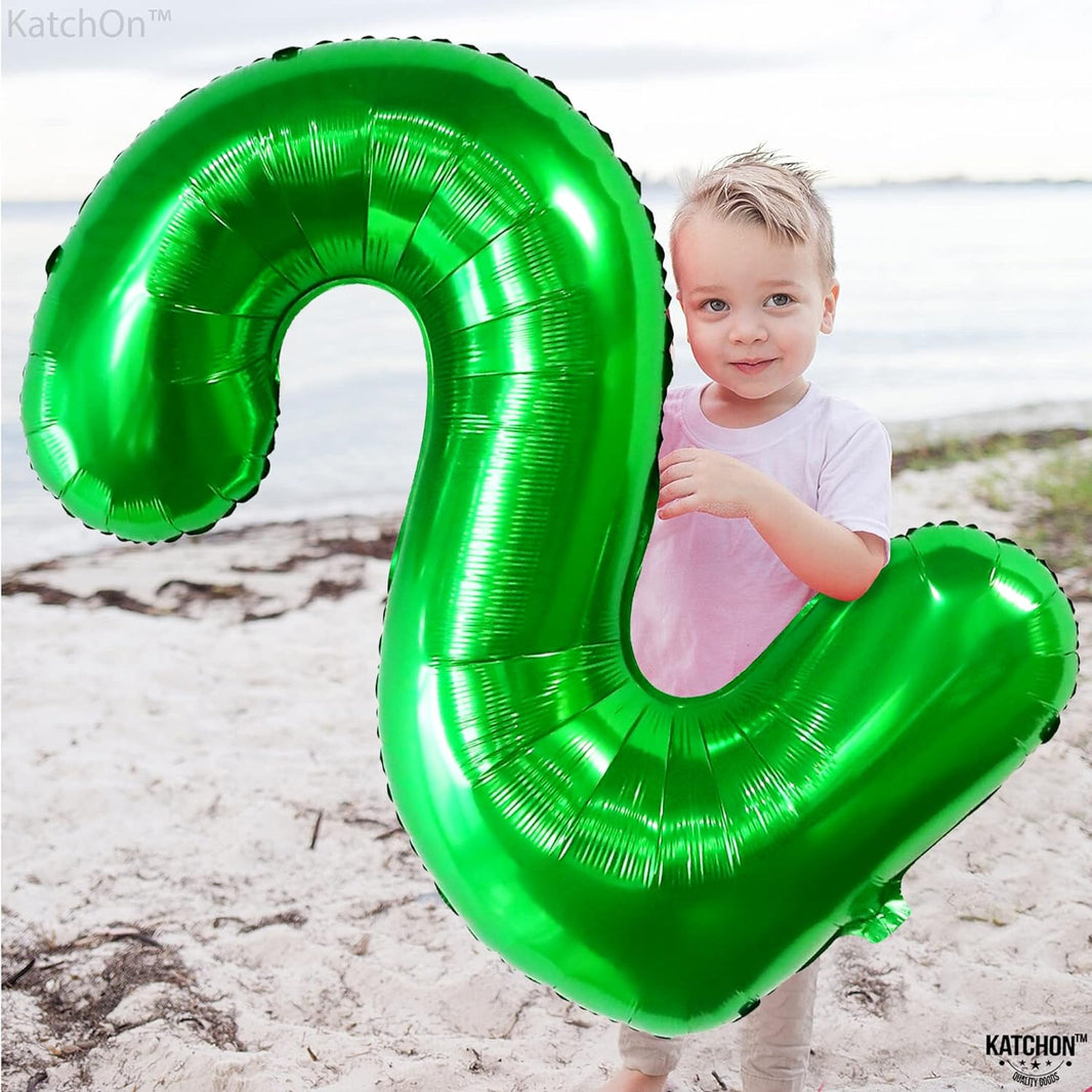 KatchOn Giant Green Number 2 Balloon, 40 Inches, Perfect for 2nd Birthday Decorations, Tractor Party Supplies, Dinosaur Theme