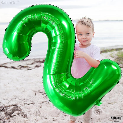 KatchOn Giant Green Number 2 Balloon, 40 Inches, Perfect for 2nd Birthday Decorations, Tractor Party Supplies, Dinosaur Theme