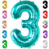 KatchOn, Teal Number 3 Balloon - Large, 40 Inch | Teal Blue 3 Balloon Number, Mermaid 3rd Birthday Decorations | Mermaid Birthday Decorations, Under The Sea Party Decorations