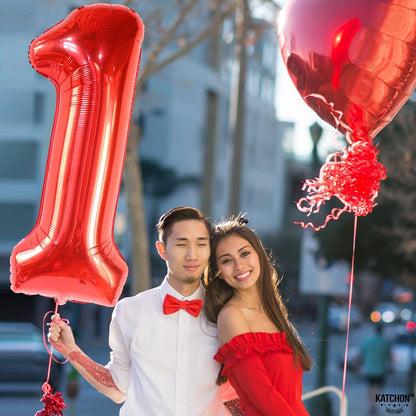 KatchOn, Red One Balloon for First Birthday - Big, 40 Inch | Berry First Birthday Party Supplies | 1 Balloon for First Birthday | Berry First Birthday Decorations | 1st Birthday Decorations for Boys