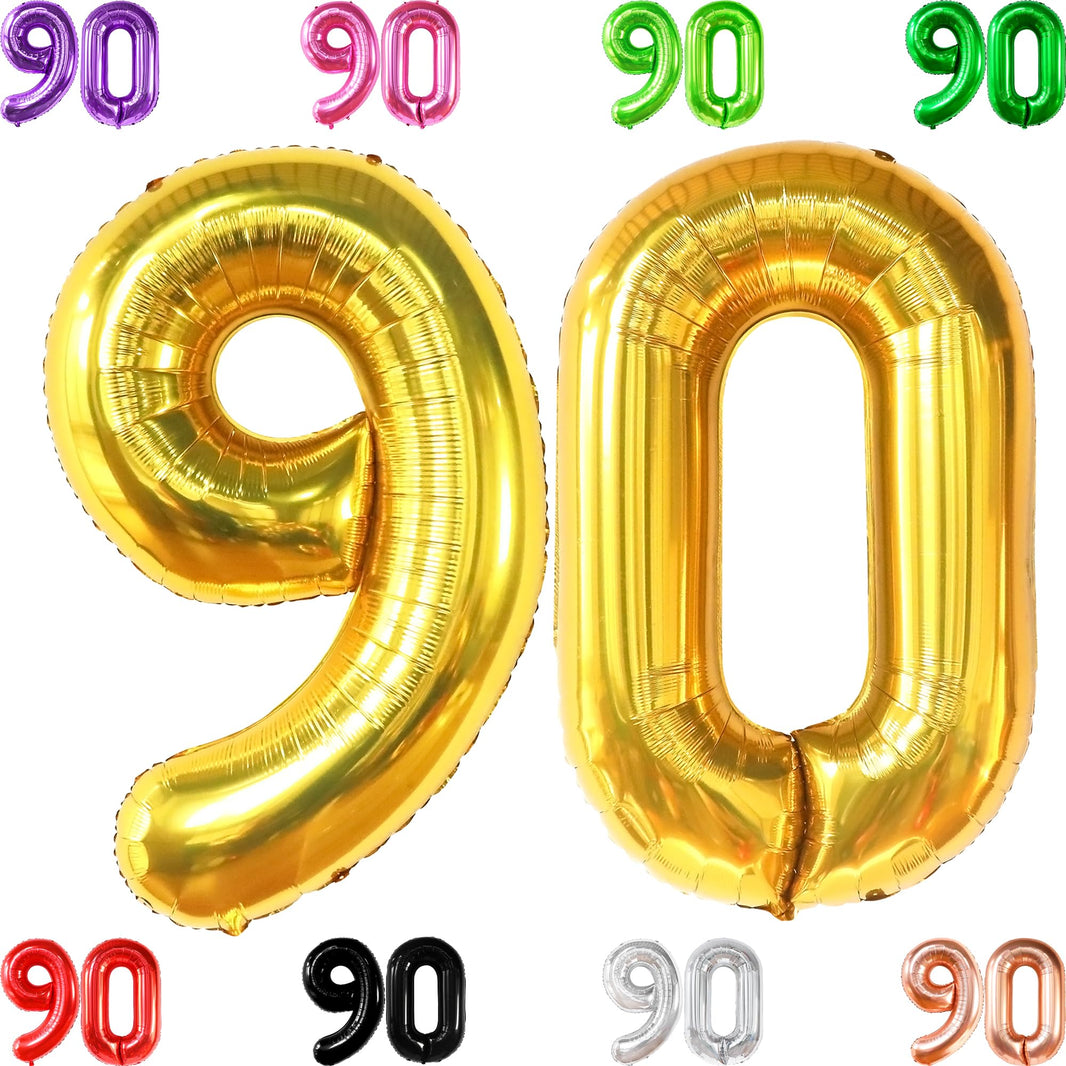 KatchOn, Big Gold 90 Balloon Number - 40 Inch | Gold 90th Birthday Balloons, 90th Birthday Decorations for Men, Women | Number 90 Birthday Balloon | 90 balloon number Birthday Party Decor