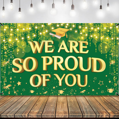 KatchOn, We are So Proud of You Banner - XtraLarge 72x44 Inch | Graduation Backdrop Green and Gold for 2026 Grad Party Decorations | Congratulations Banner Graduation Decorations 2026 grad decorations
