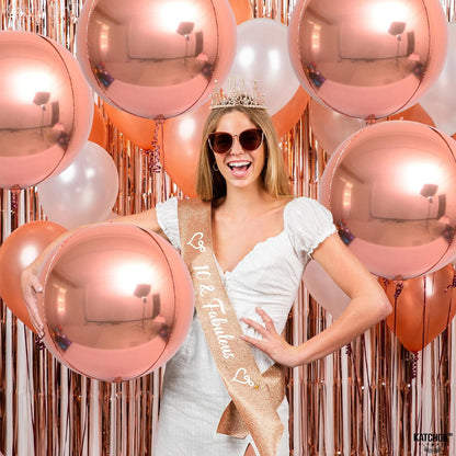 KatchOn, Giant Rose Gold Balloons - 22 Inch, Pack of 6 | Rose Gold Foil Balloons for Rose Gold Party Decorations | Rose Gold Mylar Balloons, Rose Gold Metallic Balloon for Girls Rose Gold Decorations
