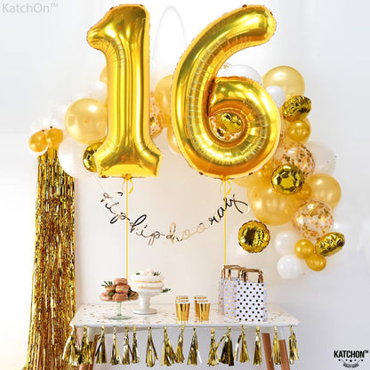 Gold Number 16 Foil Balloon
