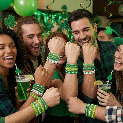 KatchOn, St. Patrick's Day Shamrock Rubber Wristbands Bracelets - Pack of 40 | Rubber Wristbands for St patricks day decorations, Irish Bracelets, Party Favors Supplies Gifts Decorations