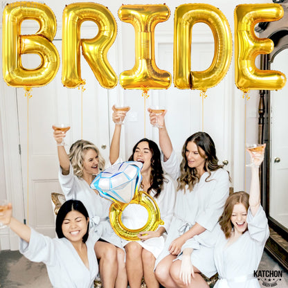 KatchOn, Giant Bride Balloons Gold - 40 Inch | Bachelorette Party Decorations | Bride Bachelorette for Bridal Shower | Gold Balloons | Ring Balloon Decorations