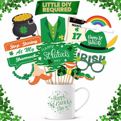 KatchOn, St Patricks Day Photo Props - Pack of 32 | St Patricks Day Photo Booth Props | St Pattys Day Selfie Props | St Patricks Day Decorations | St Patricks Photo Props for Shamrock Decorations