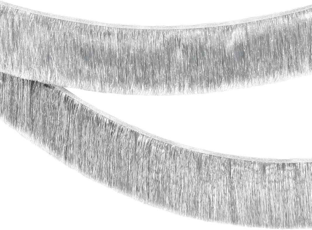 KatchOn, XtraLarge Silver Fringe Banner - 6.5 Feet, Pack of 2 | Fringe Garland for Party Prom Decorations 2025 | Silver Banner for Graduation Decorations 2025