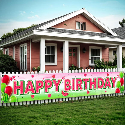KatchOn Watermelon Birthday Banner 120x20 Inch, Watermelon Birthday Decor | One In A Melon Party Decorations, Watermelon Yard Banner, Summer Party Decorations, Watermelon Party Supplies