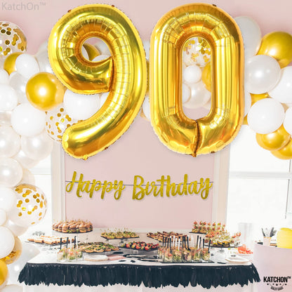 KatchOn, Big Gold 90 Balloon Number - 40 Inch | Gold 90th Birthday Balloons, 90th Birthday Decorations for Men, Women | Number 90 Birthday Balloon | 90 balloon number Birthday Party Decor
