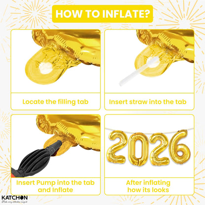 KatchOn, Gold 2026 Balloons for Graduation Decor - 16 Inch | 2026 Balloon Numbers for 2026 Graduation Decorations | 2026 Gold Balloon | Graduation Decorations Balloons | Graduation Party Decorations