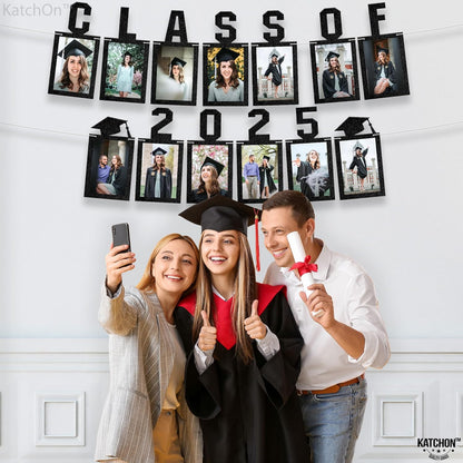 KatchOn, Black Graduation Photo Banner 2025 - Large, 10 Feet | Felt Class of 2025 Banner for Grad Decorations 2025 | Graduation Decorations 2025 | Grad Picture Display