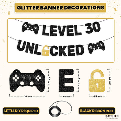 KatchOn, Custom Happy Birthday Banner - DIY Numbers, 10 Feet | Level Up birthday Banner for Any age | Gamer Birthday Party Decorations | Video Game Birthday Decorations for Men, Women, Teens