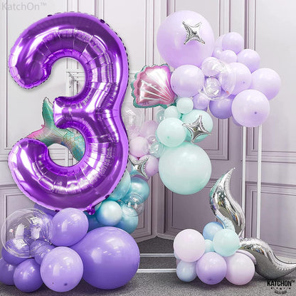 KatchOn, Giant Purple Number 3 Balloon - 40 Inch | Purple 3 Balloon Number, Purple Unicorn Birthday Decorations | 3 Purple Balloon | Number 3 Balloon Purple, Mermaid 3rd Birthday Decorations for Girls