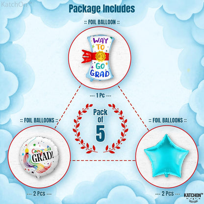 Graduation Decorations 2026 | Kindergarten Graduation Balloons - Pack 5 | Congrats Grad Balloon, Kindergarten | Pre K Graduation Decorations, Pre School Graduation Decorations, KatchOn