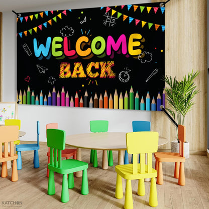 KatchOn Welcome Back Banner Backdrop for Welcome Back To School Decorations