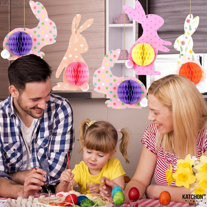 KatchOn, Easter Bunny Paper Centerpiece - Pack of 8 | Easter Honeycomb Centerpieces | Easter Hanging Decorations, Hanging Bunny Party Decorations | Bunny Decorations, Easter Decorations for Classroom