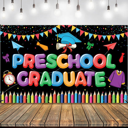 KatchOn, Large Preschool Graduation Backdrop - 72x44 Inch | Preschool Graduation Banner for Preschool Graduation Decorations Class of 2026 | Prek Graduation Backdrop for Graduation Decorations 2026