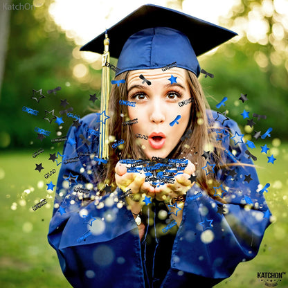 KatchOn, Blue and Black Graduation Confetti 2024 - Shiny, Pack of 1300 | Congrats Grad Confetti 2024, Graduation Decorations Class of 2024 | Graduation Table Confetti 2024 | Graduation Party Decor