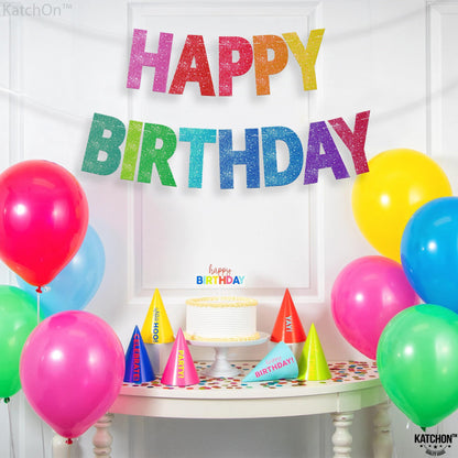 KatchOn, Rainbow Happy Birthday Banner - Glitter, 10 Feet | Happy Birthday Sign for Backdrop | Rainbow Birthday Decorations | rainbow Party Decorations, Kids birthday Party Supplies