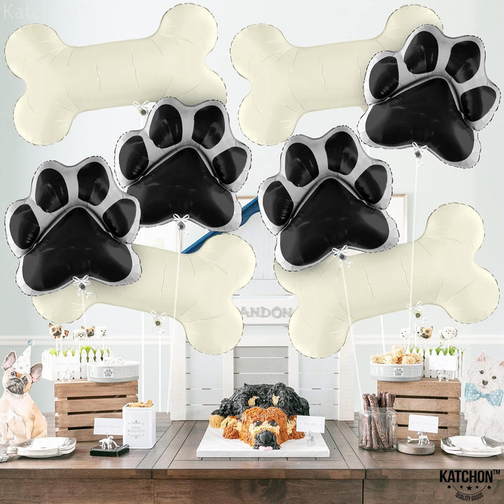KatchOn, Black Dog Bone Balloon - 29 Inch, Pack of 8 | Dog Balloons for Birthday Party, Paw Print Balloons | Dog Party Decorations, Paw Balloons | Paw Party Balloons, Lets Pawty Birthday Decorations