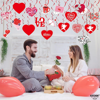 KatchOn, Valentines Hanging Swirls - Large, Pack of 30, No DIY | Valentines Day Hanging Decorations | Hanging Valentines Day Decorations | Hanging Hearts Decorations for Valentines Day Decor