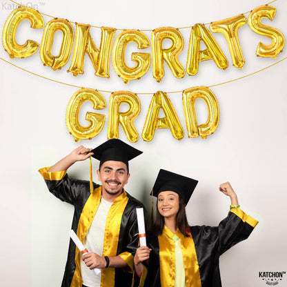 Graduation Decorations 2026 | Gold Congrats Grad Balloons - 16 Inch | Congrats Grad Banner For Graduation Decorations 2026 | Congratulations Banner | Gold Graduation Balloons