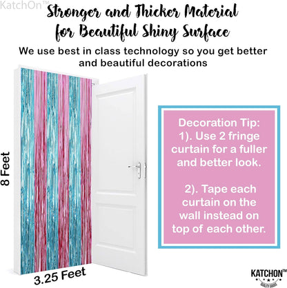 KatchOn, XtraLarge Pink and Blue Streamers - 8x3.2 Feet, Pack of 2 Gender Reveal Decorations | Baby Gender Reveal Backdrop Boy or Girl | Pink and Blue Backdrop for Pink and Blue Party Decorations