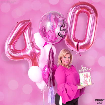 KatchOn, Hot Pink 40 Balloon Numbers - 40 Inch | Hot Pink 40th Birthday Balloons For 40th Birthday Decorations, Happy Anniversary Decorations | 40th Birthday Decorations For Women