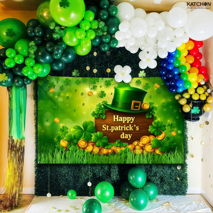 Happy St Patrick's Day Banner - 72x44 Inch | St Patricks Day Backdrop for Photography | Happy St Patricks Day Decorations Banners | Shamrock Decorations | St Patricks Day Decor Banner wall poster