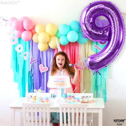 KatchOn, Giant Purple Number 9 Balloon - 40 Inch | Foil 9 Birthday Balloon for 9th Birthday Decorations | 9th Anniversary Decoration | Purple Party Decoration