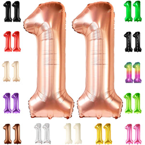 KatchOn, Giant Rose Gold 11 Balloons Number - 40 Inch | Happy 11th BirthdayParty Decorations for Girls | Rose Gold 11 Balloon for 11 Year Old Girl Birthday Decorations | Anniversary Supplies