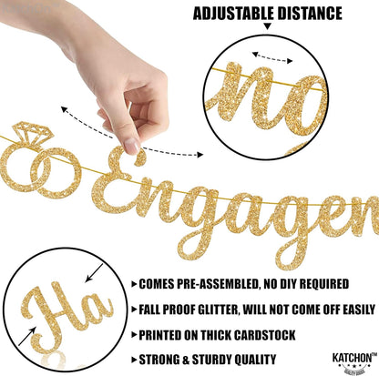 KatchOn, Gold Glitter Happy Engagement Banner - 10 Feet, No DIY | Engagement Party Decorations | Engagement Party Banner, Happy Engagement Decorations | Engaged Banner, Bachelorette Party Decorations