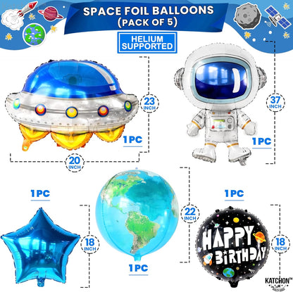 KatchOn, Big Outer Space 3rd Birthday Balloons - Pack of 8 | 3 Year Old Boy Birthday Decorations | 3 Year Balloon | Third Birthday Decorations Boy | Space Themed 3rd Birthday | Space Party Decorations