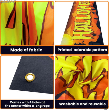 Katchon Happy Halloween Banners For Outside- Orange And Black Yard Sign