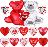 KatchOn, Big Teddy Bear Balloons Set - 23 Inch, Pack of 13 I Love You Balloons Heart Shaped Balloons and Valentines Balloons for Valentines Day Decorations, Anniversary Decorations, Valentines Decor