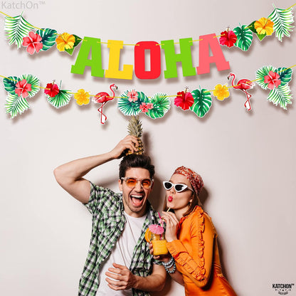 KatchOn, Aloha Banner for Hawaiian Party Decoration - 10 Feet, No DIY | Banner For Luau Party Decoration | Aloha Party Decorations | Aloha Party Banners For Beach Party, Pool Party