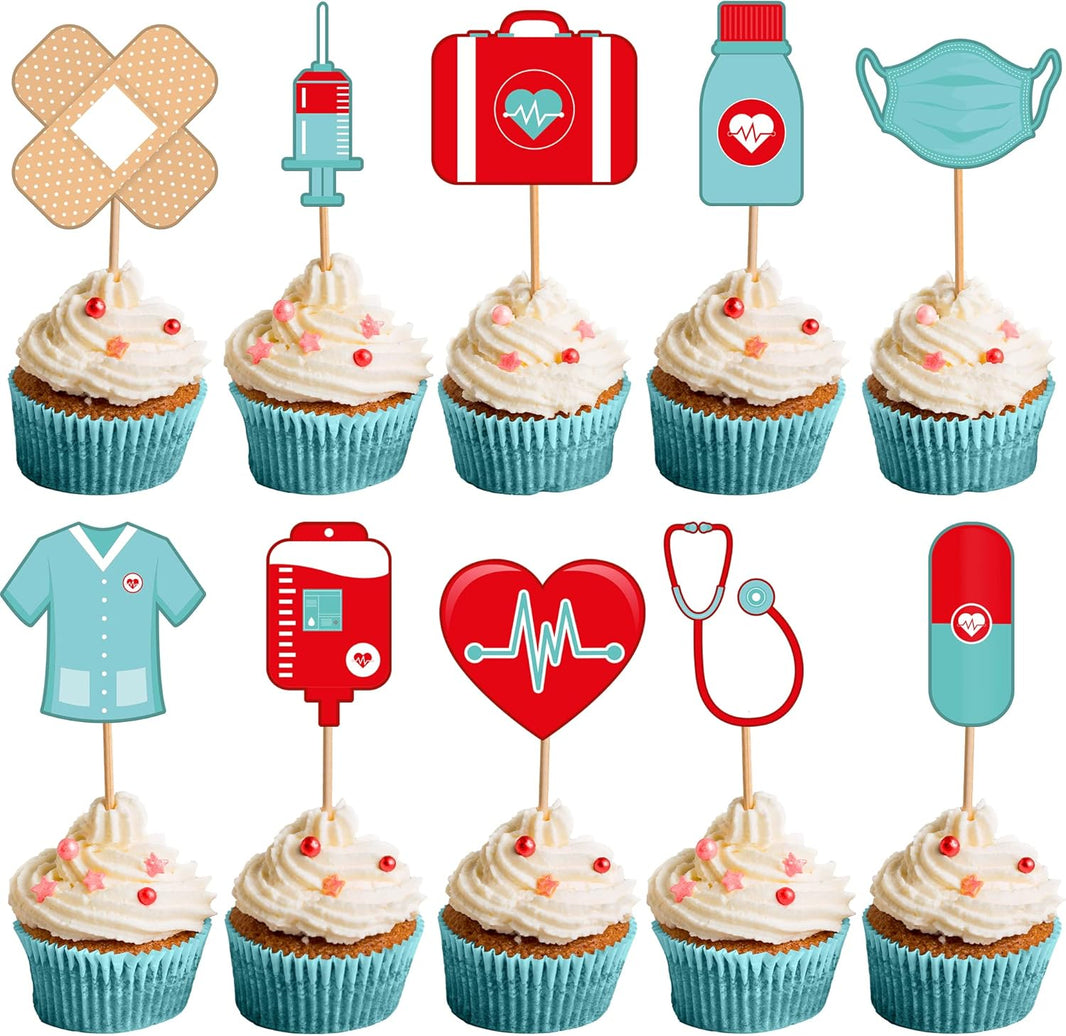 Katchon, Nurse Cupcake Toppers 2026 - Pack of 30 | Nurse Party Decorations | Medical Cake Decorations | Nurse Themed Party Decorations | 2026 Graduation Decorations
