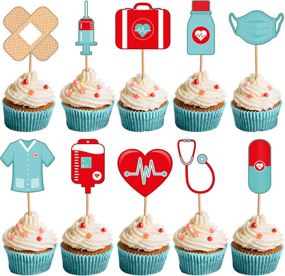 Katchon, Nurse Cupcake Toppers 2026 - Pack of 30 | Nurse Party Decorations | Medical Cake Decorations | Nurse Themed Party Decorations | 2026 Graduation Decorations