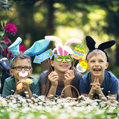 KatchOn, Huge Happy Easter Photo Booth Props - Pack of 43 | Easter Photo Props for Photoshoot | Spring Photo Booth Props, Easter Props for Photography | Easter Picture Props, Easter Party Decorations