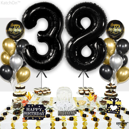 Black Number 38 Foil Balloon - US