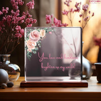 KatchOn, Floral Acrylic Plaque Glass Keepsake - Valentines Day gifts for Her | Anniversary, Birthday Gifts for Mom, Galentines Gifts for Friends, Girlfriend | Thank You Gift for Women, Teachers