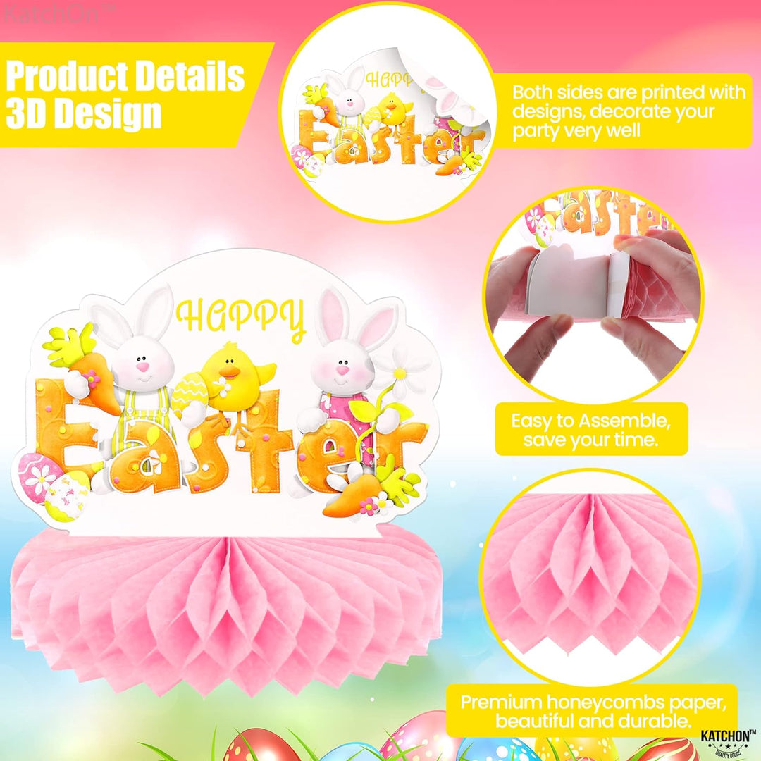 KatchOn, Cute Easter Centerpieces for Tables - Pack of 9, Paper Easter Decorations for Table | Easter Table Decorations, Happy Easter Honeycomb Decorations for Home, Office | Easter Party Decorations