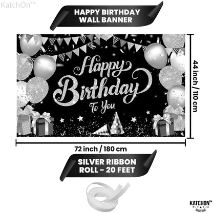Happy Birthday to you Silver Glitter Wall Banner