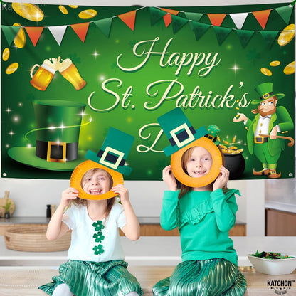 KatchOn, Happy St Patricks Day Banner - XtraLarge, 72x44 Inch, St Patricks Day Backdrops for Photography | St Patricks Day Decorations | Leprechaun Banner for Party | Saint Patricks Day Decorations