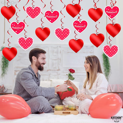 KatchOn, Red Hearts Swirls Valentines Hanging Decorations - Pack of 30, No DIY | Valentines Day Decorations Indoor, Hanging Hearts Decorations | Hanging Valentines Day Decorations | Valentines Décor