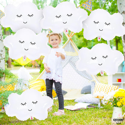 KatchOn, 30 Inch Smiling Cloud Balloons Set, 6 Count, for Birthday, Baby Shower