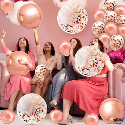 KatchOn, Huge Rose Gold Balloons With Confetti - 36 Inch, Pack of 21 | Rose Gold Confetti Balloons For Weddings | Engagement Party Decorations | Rose Gold Birthday Balloons | Bachelorette Party |